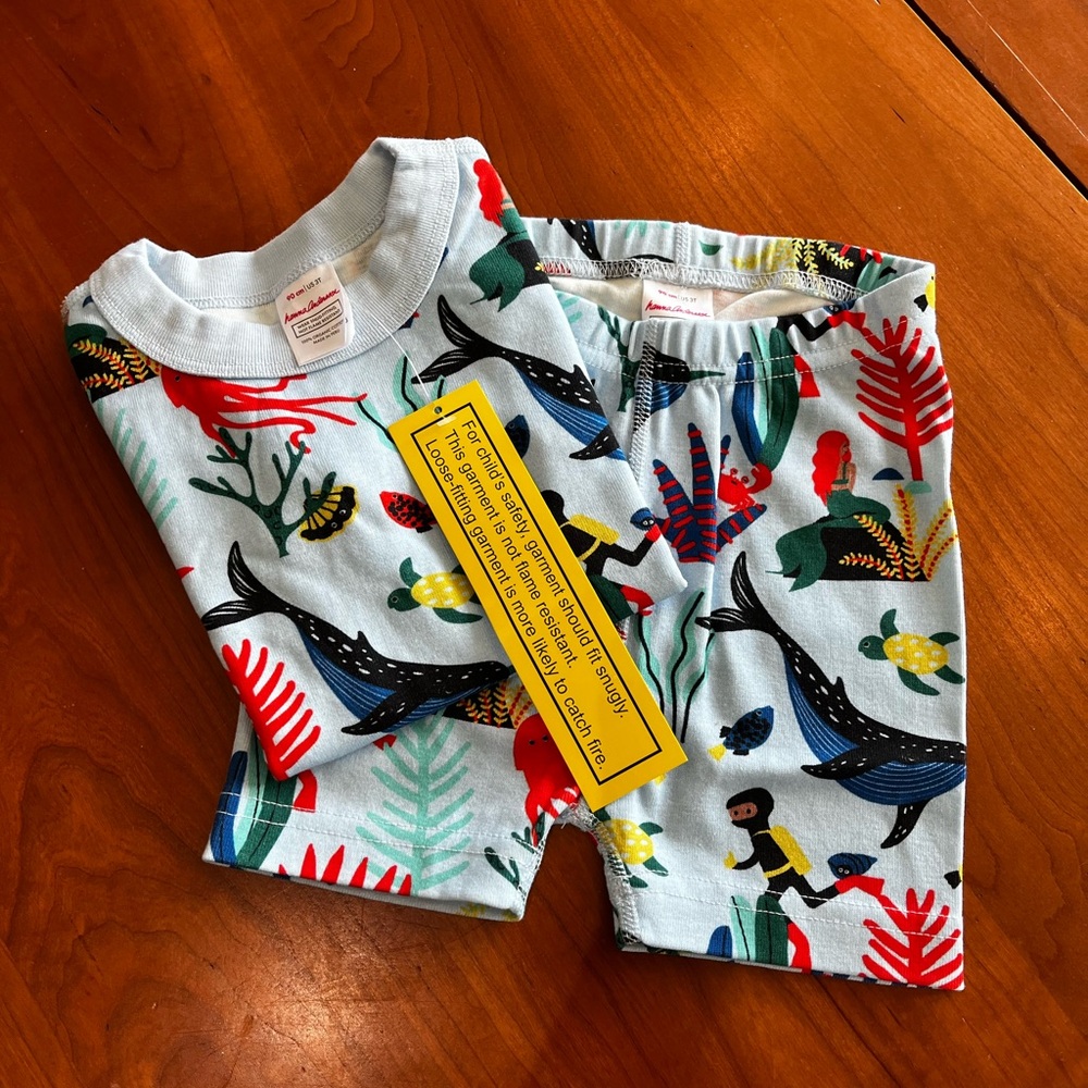 Hanna Andersson Cotton Pajama Set Ocean Mermaid & Diver Print